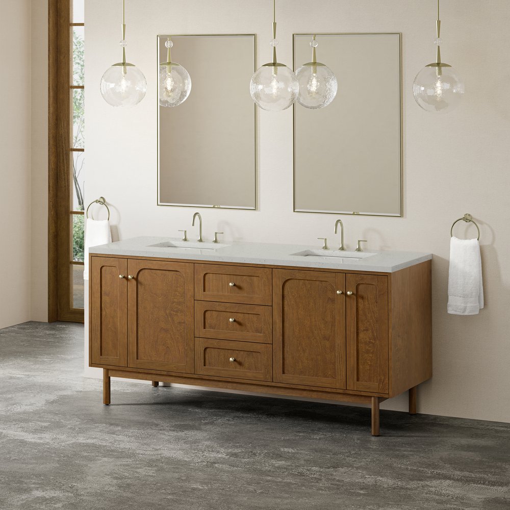 James Martin - Laurent 72" Double Vanity, Honey Oak w/ 3 CM Lime Delight Silestone Top - 545-V72-HNO-3LDL view 6