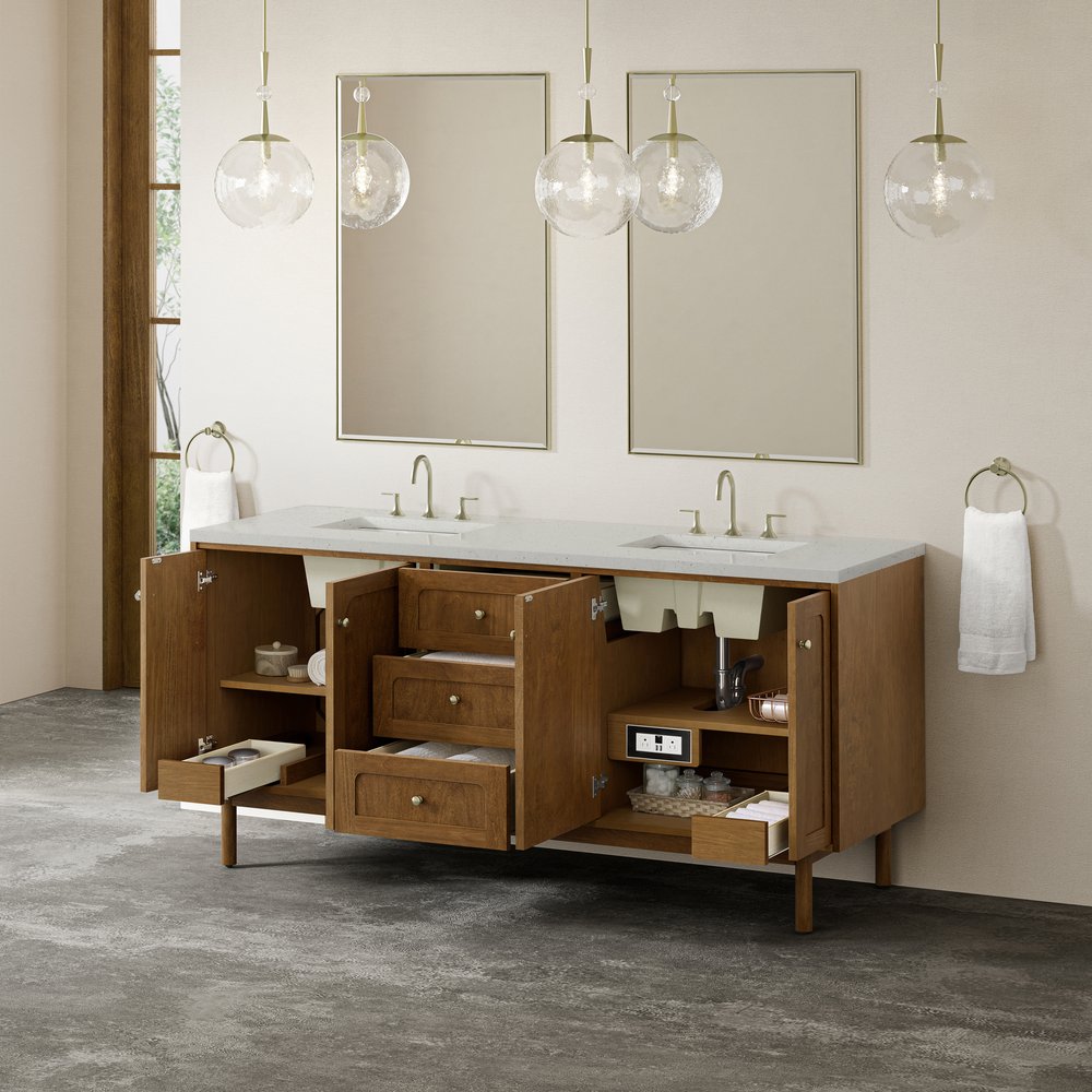 James Martin - Laurent 72" Double Vanity, Honey Oak w/ 3 CM Lime Delight Silestone Top - 545-V72-HNO-3LDL view 8