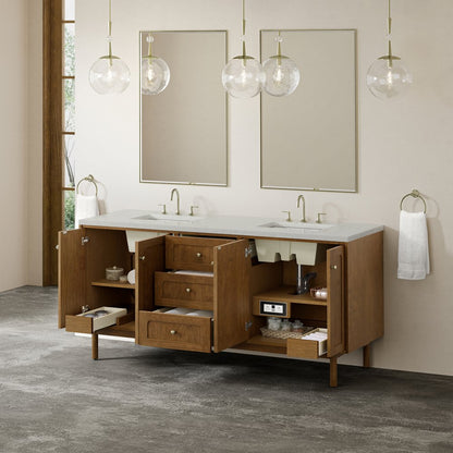 James Martin - Laurent 72" Double Vanity, Honey Oak w/ 3 CM Lime Delight Silestone Top - 545-V72-HNO-3LDL view 8