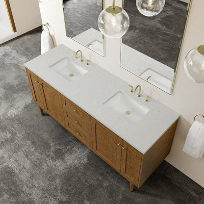 James Martin - Laurent 72" Double Vanity, Honey Oak w/ 3 CM Lime Delight Silestone Top - 545-V72-HNO-3LDL view 10