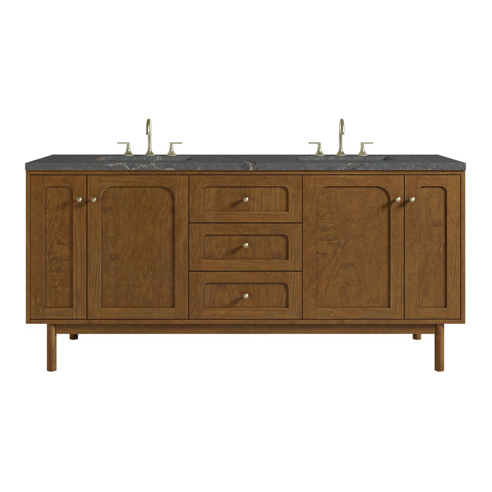 James Martin - Laurent 72" Double Vanity, Honey Oak w/ 3 CM Parisien Bleu Silestone Top - 545-V72-HNO-3PBL view 1