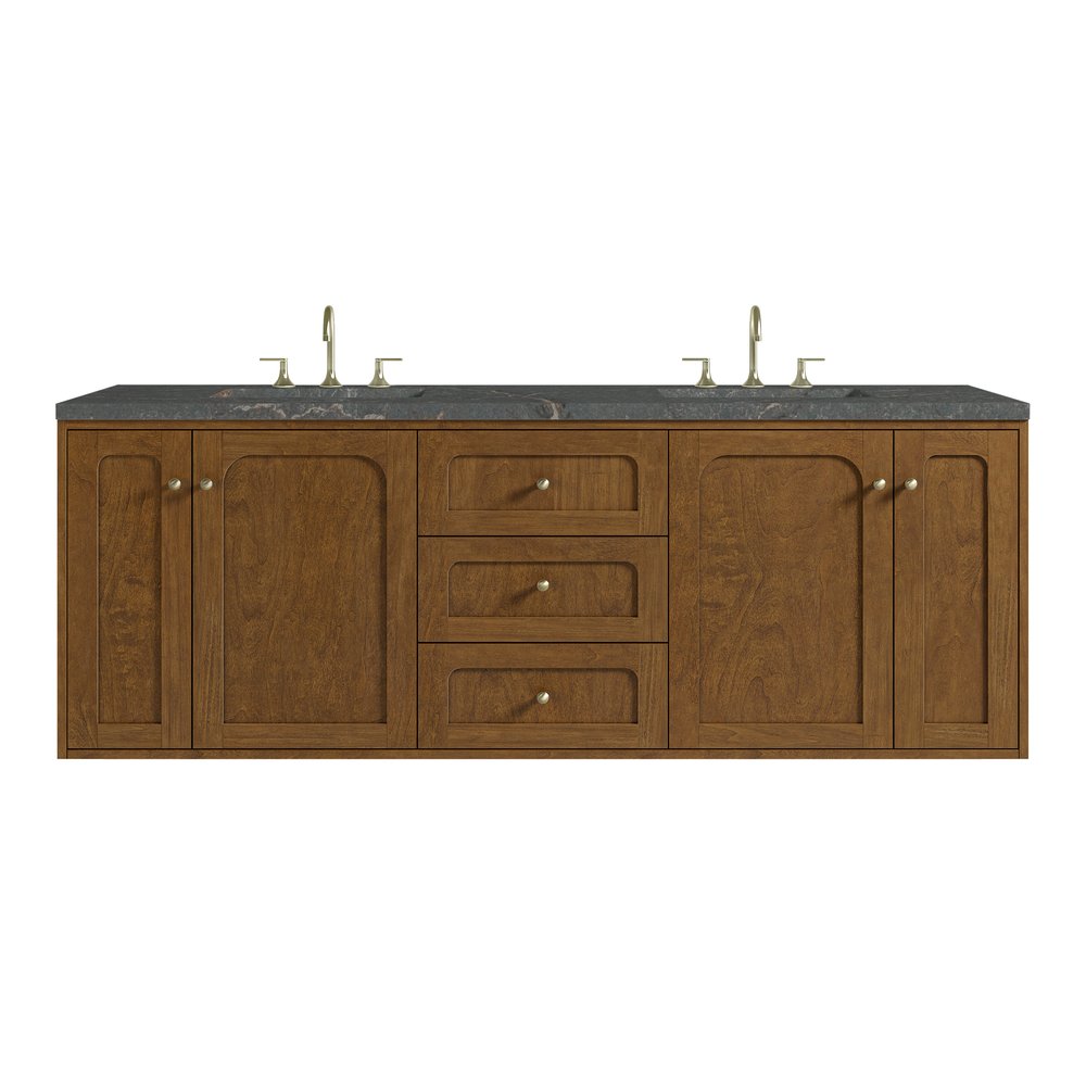 James Martin - Laurent 72" Double Vanity, Honey Oak w/ 3 CM Parisien Bleu Silestone Top - 545-V72-HNO-3PBL view 2