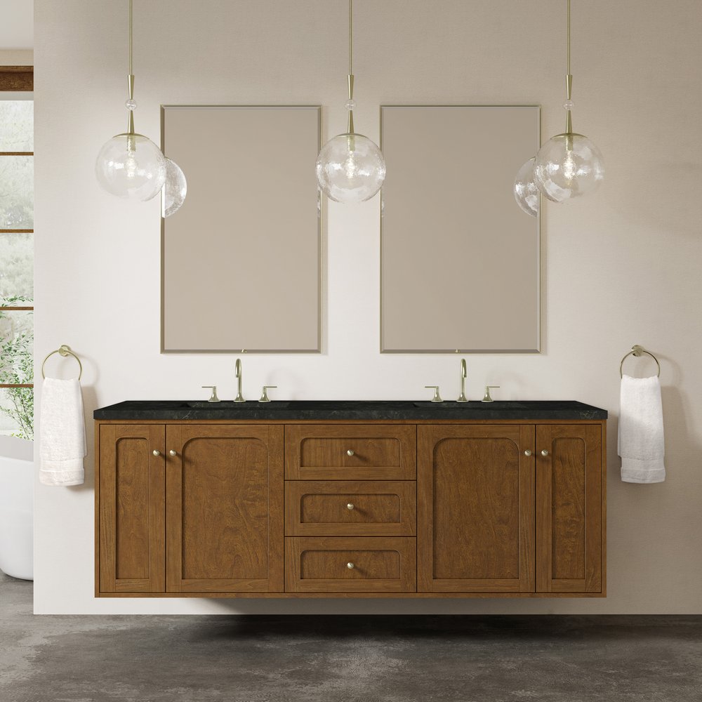 James Martin - Laurent 72" Double Vanity, Honey Oak w/ 3 CM Phantome Eclos Top - 545-V72-HNO-3PHT view 5