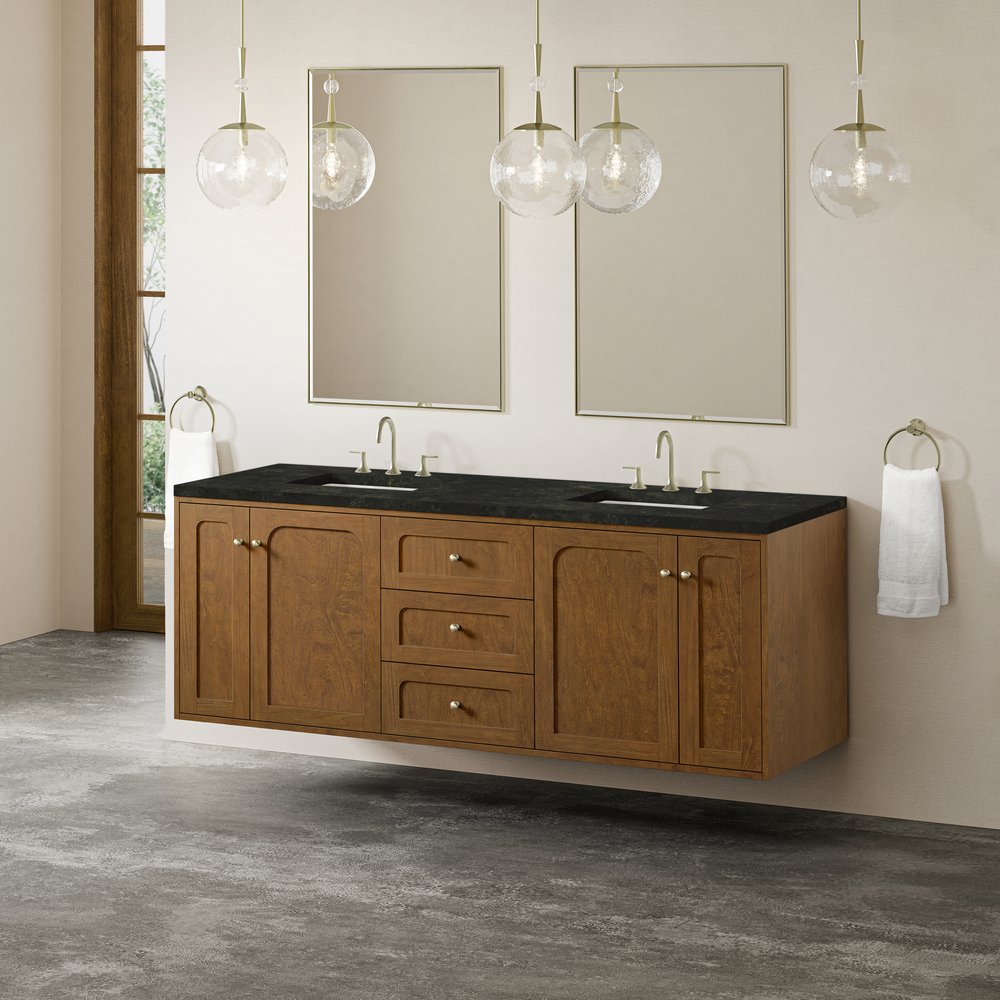 James Martin - Laurent 72" Double Vanity, Honey Oak w/ 3 CM Phantome Eclos Top - 545-V72-HNO-3PHT view 7