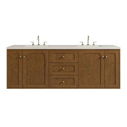 James Martin - Laurent 72" Double Vanity, Honey Oak w/ 3 CM Siberian Silestone Top - 545-V72-HNO-3SFR view 2