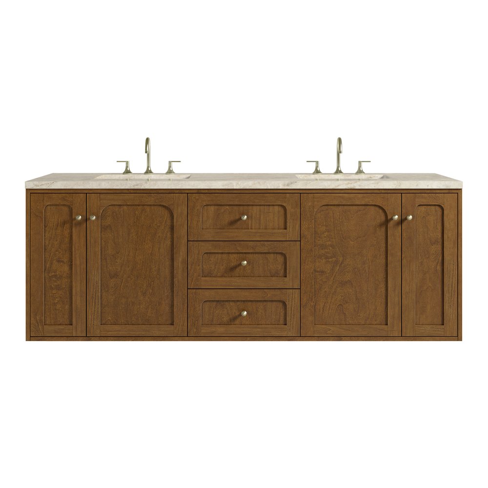 James Martin - Laurent 72" Double Vanity, Honey Oak w/ 3 CM Tajnar Eclos Top - 545-V72-HNO-3TJR view 2