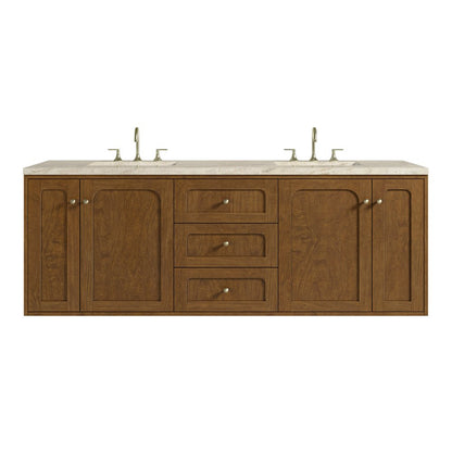 James Martin - Laurent 72" Double Vanity, Honey Oak w/ 3 CM Tajnar Eclos Top - 545-V72-HNO-3TJR view 2