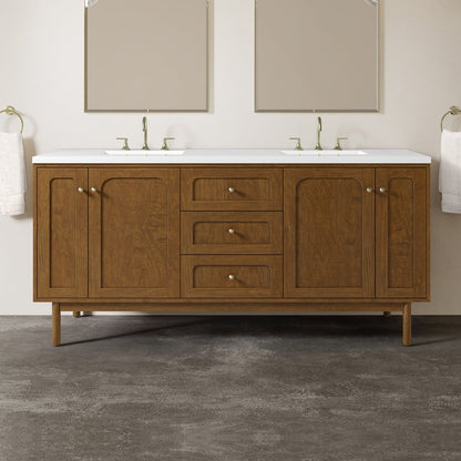 James Martin - Laurent 72" Double Vanity, Honey Oak w/ 3 CM White Zeus Silestone Top - 545-V72-HNO-3WZ view 6