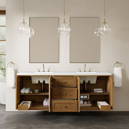 James Martin - Laurent 72" Double Vanity, Honey Oak w/ 3 CM White Zeus Silestone Top - 545-V72-HNO-3WZ view 13