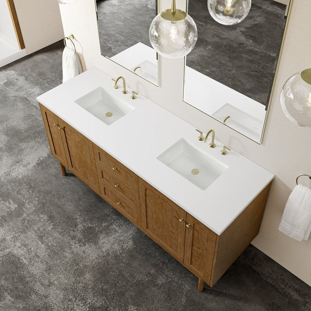 James Martin - Laurent 72" Double Vanity, Honey Oak w/ 3 CM White Zeus Silestone Top - 545-V72-HNO-3WZ view 15