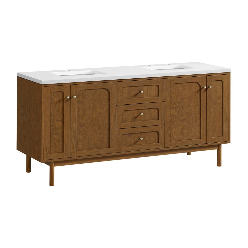 James Martin - Laurent 72" Double Vanity, Honey Oak w/ 3 CM White Zeus Silestone Top - 545-V72-HNO-3WZ view 22