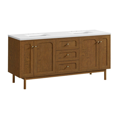 James Martin - Laurent 72" Double Vanity, Honey Oak w/ 3 CM White Zeus Silestone Top - 545-V72-HNO-3WZ view 22