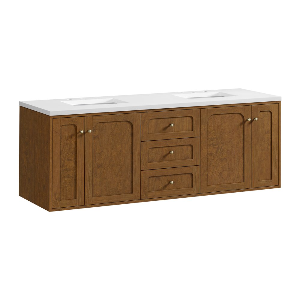 James Martin - Laurent 72" Double Vanity, Honey Oak w/ 3 CM White Zeus Silestone Top - 545-V72-HNO-3WZ view 23