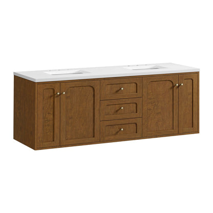 James Martin - Laurent 72" Double Vanity, Honey Oak w/ 3 CM White Zeus Silestone Top - 545-V72-HNO-3WZ view 23