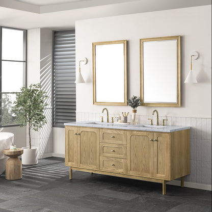 James Martin - Laurent 72" Double Vanity, Light Natural Oak w/ 3 CM Carrara Marble Top - 545-V72-LNO-3CAR view 5
