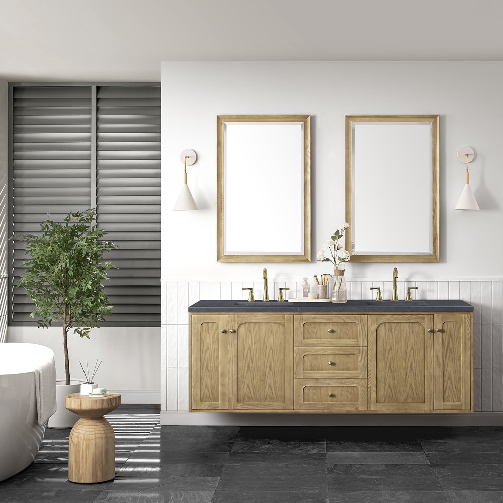 James Martin - Laurent 72" Double Vanity, Light Natural Oak w/ 3 CM Charcoal Soapstone Top - 545-V72-LNO-3CSP view 4