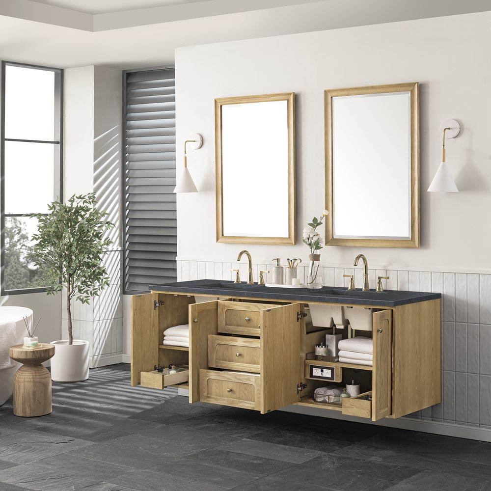 James Martin - Laurent 72" Double Vanity, Light Natural Oak w/ 3 CM Charcoal Soapstone Top - 545-V72-LNO-3CSP view 8