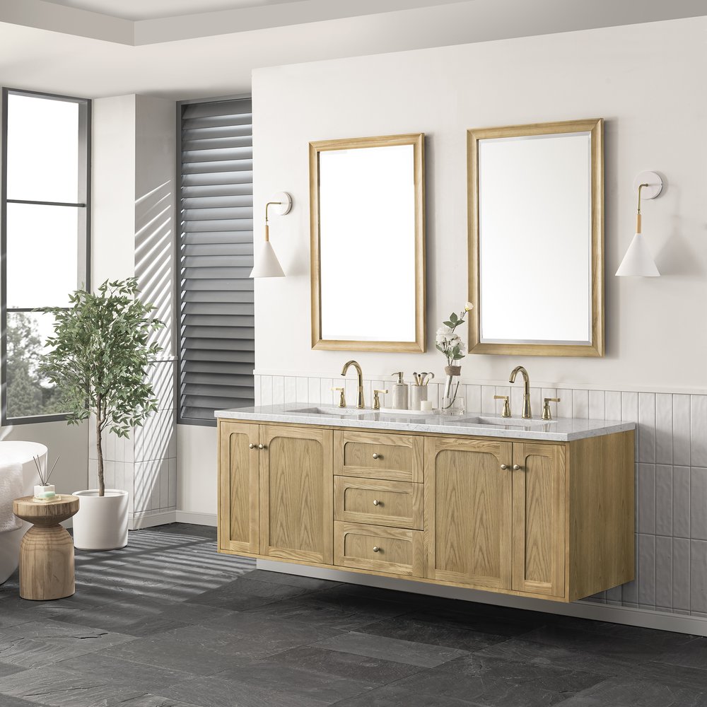 James Martin - Laurent 72" Double Vanity, Light Natural Oak w/ 3 CM Eternal Jasmine Pearl Top - 545-V72-LNO-3EJP view 6