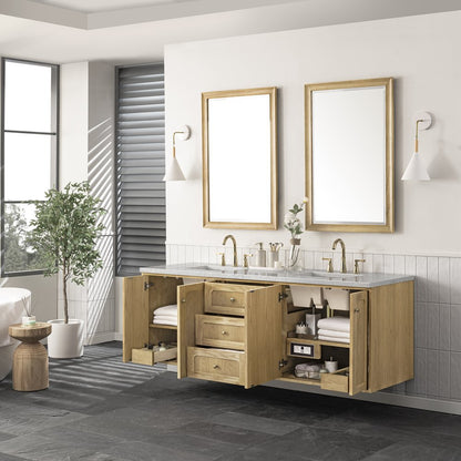 James Martin - Laurent 72" Double Vanity, Light Natural Oak w/ 3 CM Eternal Jasmine Pearl Top - 545-V72-LNO-3EJP view 8