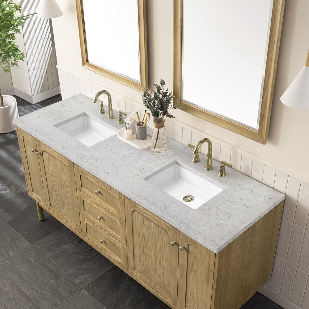 James Martin - Laurent 72" Double Vanity, Light Natural Oak w/ 3 CM Eternal Jasmine Pearl Top - 545-V72-LNO-3EJP view 9