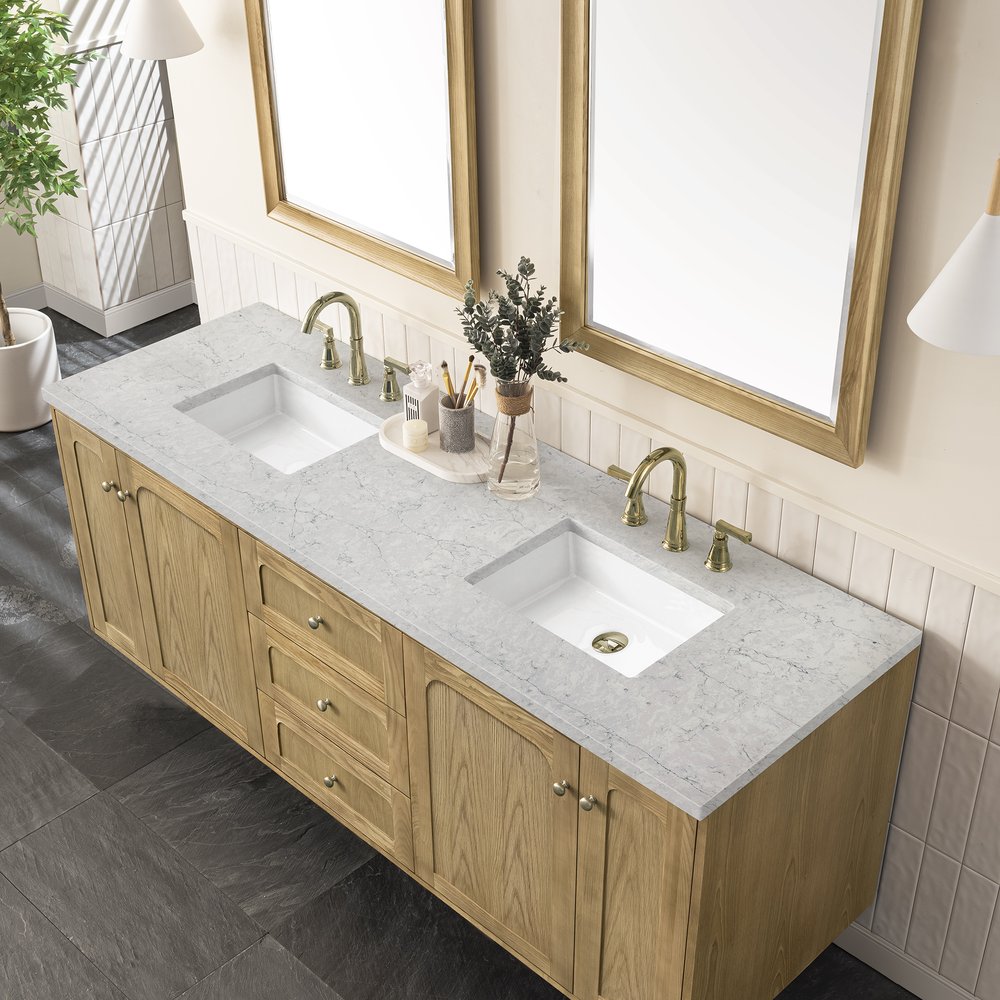 James Martin - Laurent 72" Double Vanity, Light Natural Oak w/ 3 CM Eternal Jasmine Pearl Top - 545-V72-LNO-3EJP view 10