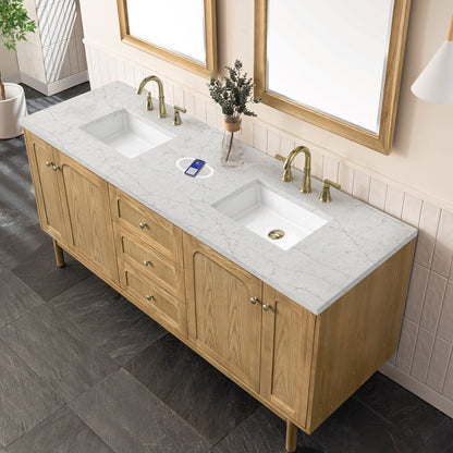 James Martin - Laurent 72" Double Vanity, Light Natural Oak w/ 3 CM Eternal Jasmine Pearl Top w/FreePower Wireless Charger - 545-V72-LNO-FEJP view 10