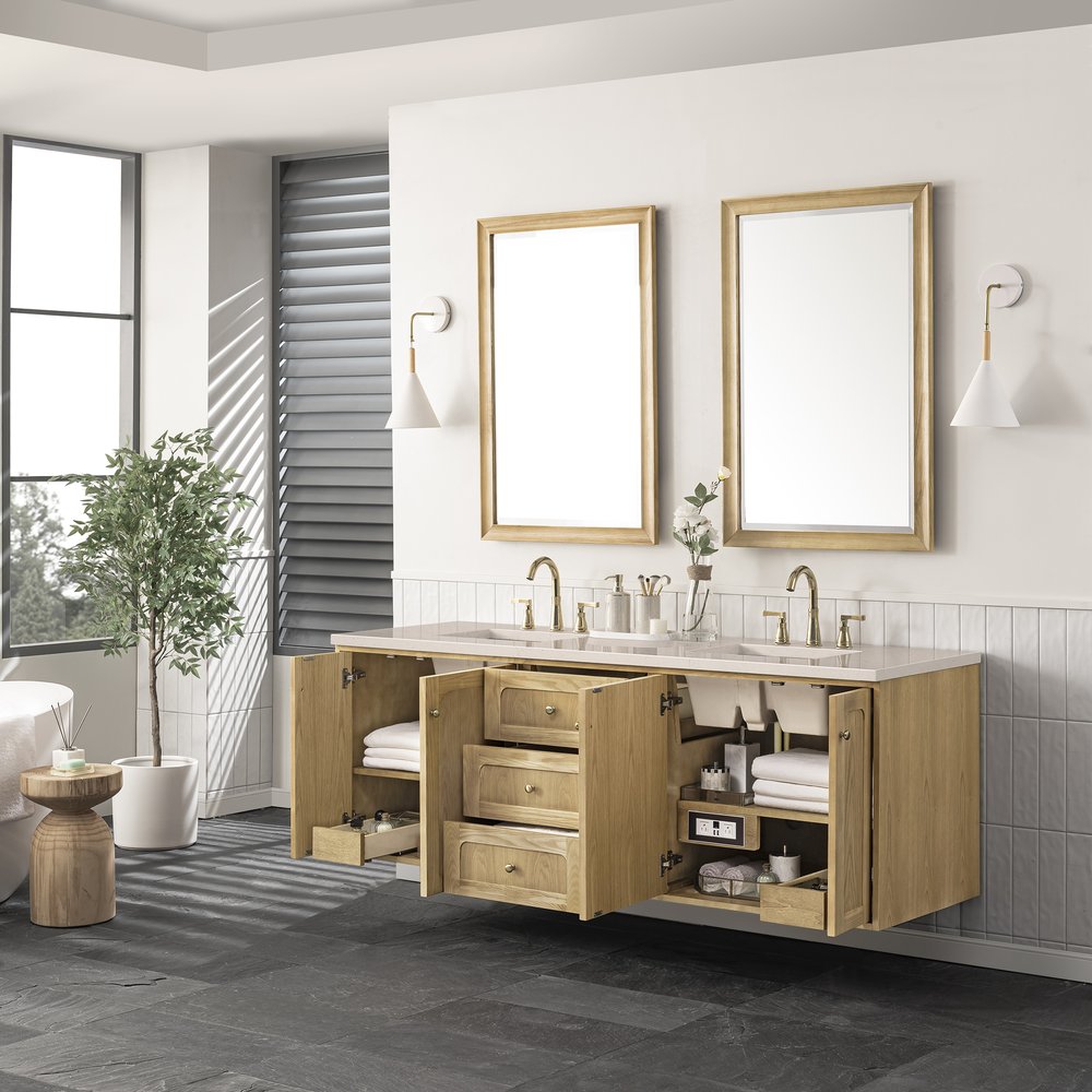 James Martin - Laurent 72" Double Vanity, Light Natural Oak w/ 3 CM Eternal Marfil Top - 545-V72-LNO-3EMR view 8