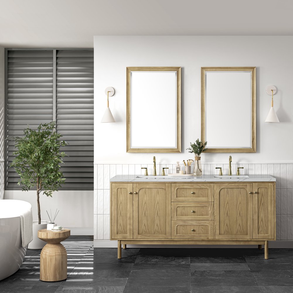 James Martin - Laurent 72" Double Vanity, Light Natural Oak w/ 3 CM Ethereal Noctis Top - 545-V72-LNO-3ENC view 3