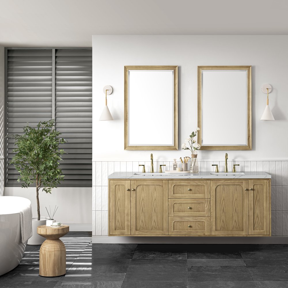 James Martin - Laurent 72" Double Vanity, Light Natural Oak w/ 3 CM Ethereal Noctis Top - 545-V72-LNO-3ENC view 4