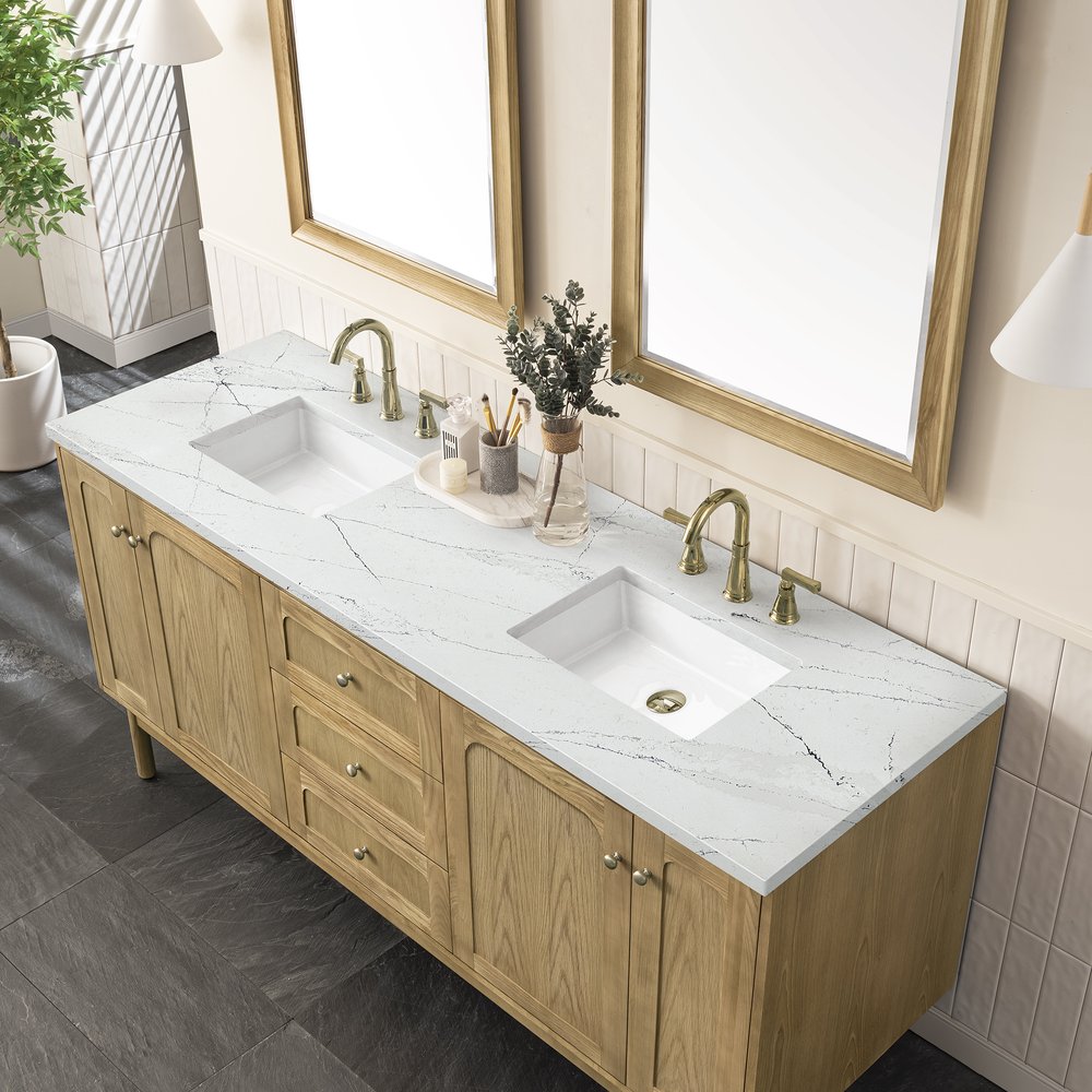 James Martin - Laurent 72" Double Vanity, Light Natural Oak w/ 3 CM Ethereal Noctis Top - 545-V72-LNO-3ENC view 9