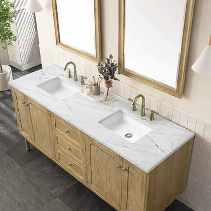 James Martin - Laurent 72" Double Vanity, Light Natural Oak w/ 3 CM Ethereal Noctis Top - 545-V72-LNO-3ENC view 9