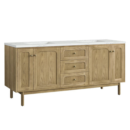 James Martin - Laurent 72" Double Vanity, Light Natural Oak w/ 3 CM Ethereal Noctis Top w/FreePower Wireless Charger - 545-V72-LNO-FENC view 12