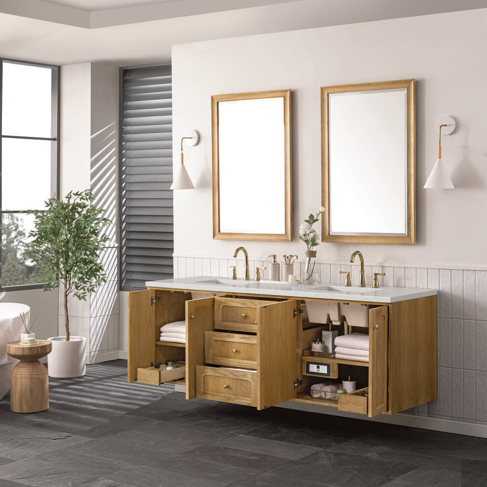 James Martin - Laurent 72" Double Vanity, Light Natural Oak w/ 3 CM Lime Delight Top - 545-V72-LNO-3LDL view 8