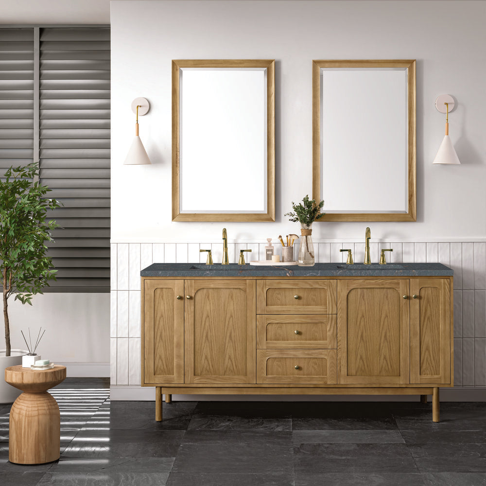 James Martin - Laurent 72" Double Vanity, Light Natural Oak w/ 3 CM Parisien Bleu Top - 545-V72-LNO-3PBL view 3