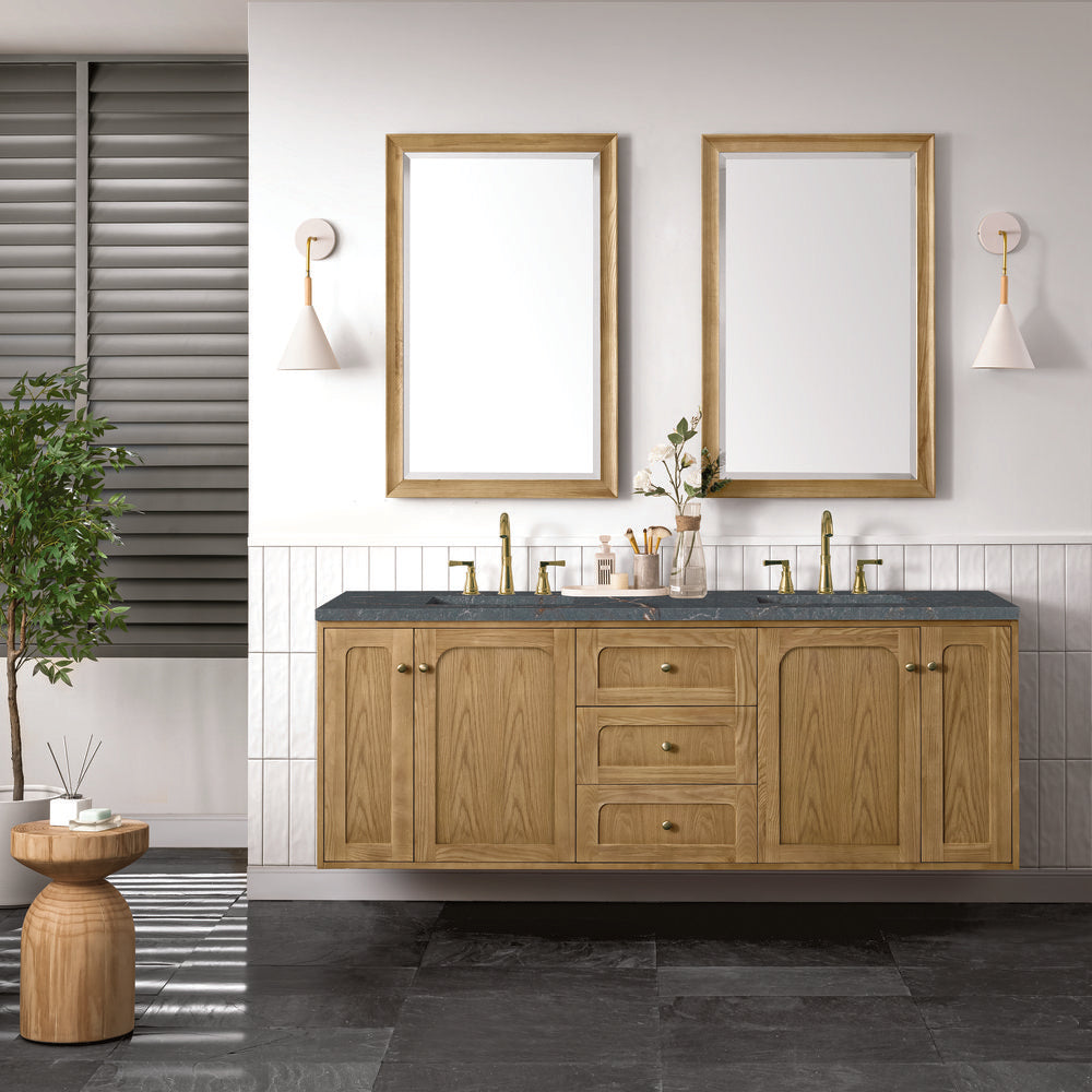 James Martin - Laurent 72" Double Vanity, Light Natural Oak w/ 3 CM Parisien Bleu Top - 545-V72-LNO-3PBL view 4