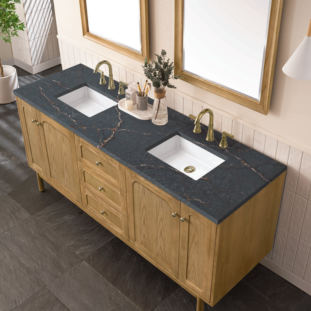 James Martin - Laurent 72" Double Vanity, Light Natural Oak w/ 3 CM Parisien Bleu Top - 545-V72-LNO-3PBL view 9
