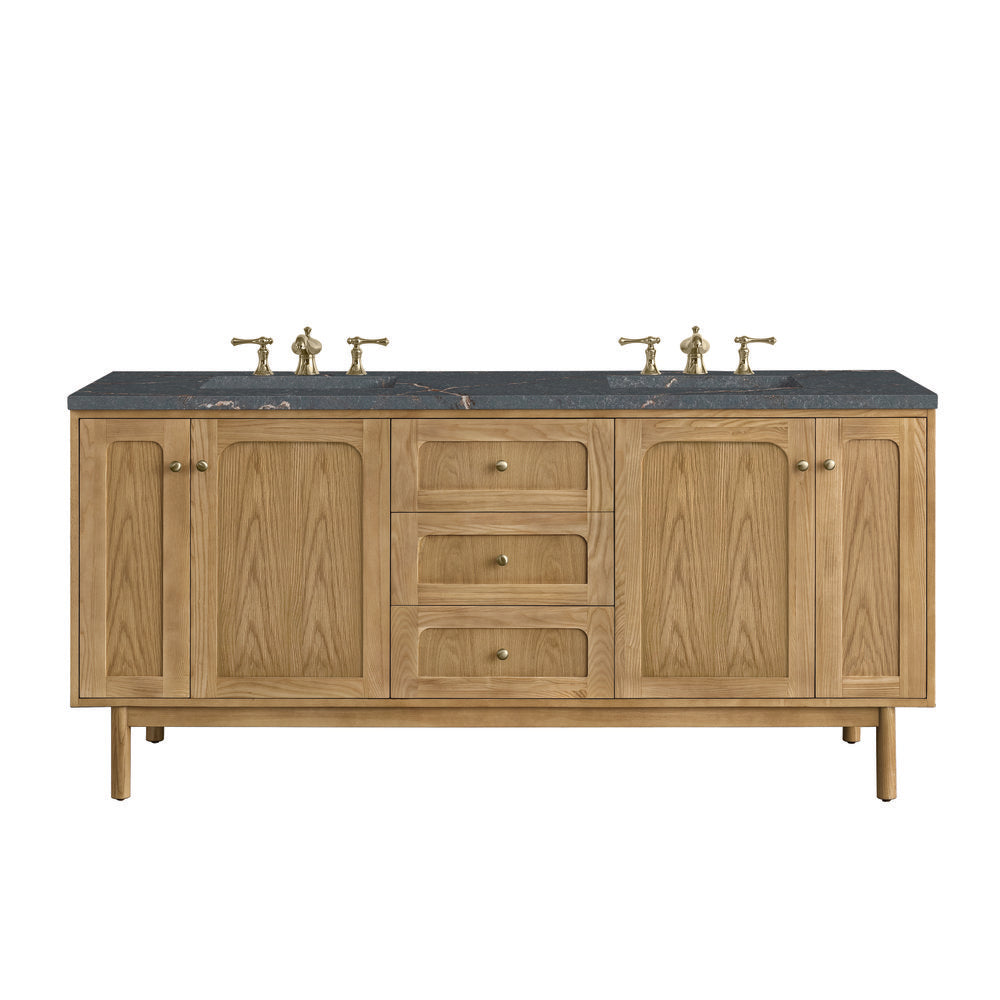 James Martin - Laurent 72" Double Vanity, Light Natural Oak w/ 3 CM Parisien Bleu Top w/FreePower Wireless Charger - 545-V72-LNO-FPBL view 1
