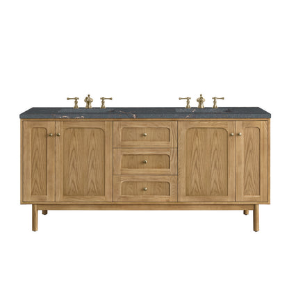 James Martin - Laurent 72" Double Vanity, Light Natural Oak w/ 3 CM Parisien Bleu Top w/FreePower Wireless Charger - 545-V72-LNO-FPBL view 1