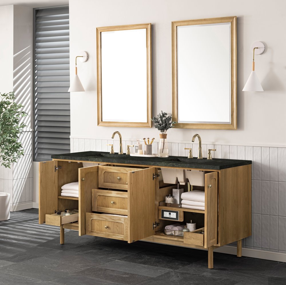 James Martin - Laurent 72" Double Vanity, Light Natural Oak, w/ 3 CM Phantome Eclos Top - 545-V72-LNO-3PHT view 9