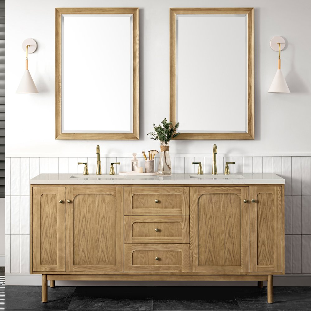 James Martin - Laurent 72" Double Vanity, Light Natural Oak, w/ 3 CM Siberian Silestone Top - 545-V72-LNO-3SFR view 5