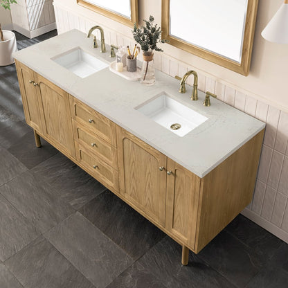 James Martin - Laurent 72" Double Vanity, Light Natural Oak, w/ 3 CM Siberian Silestone Top - 545-V72-LNO-3SFR view 11