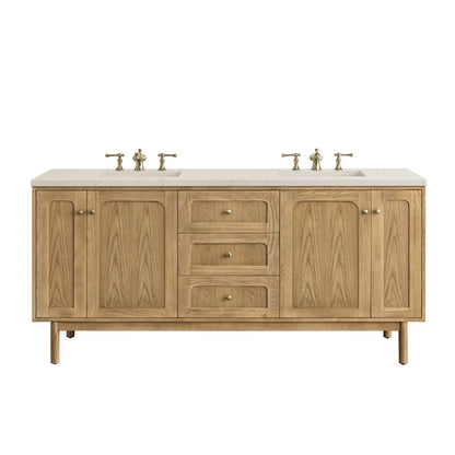 James Martin - Laurent 72" Double Vanity, Light Natural Oak, w/ 3 CM Siberian Silestone Top w/FreePower Wireless Charger - 545-V72-LNO-FSFR view 1