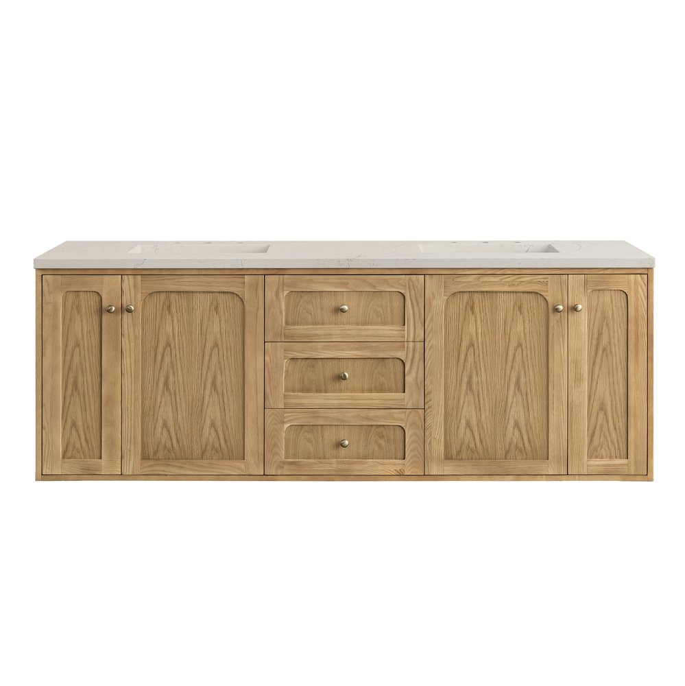 James Martin - Laurent 72" Double Vanity, Light Natural Oak, w/ 3 CM Siberian Silestone Top w/FreePower Wireless Charger - 545-V72-LNO-FSFR view 4