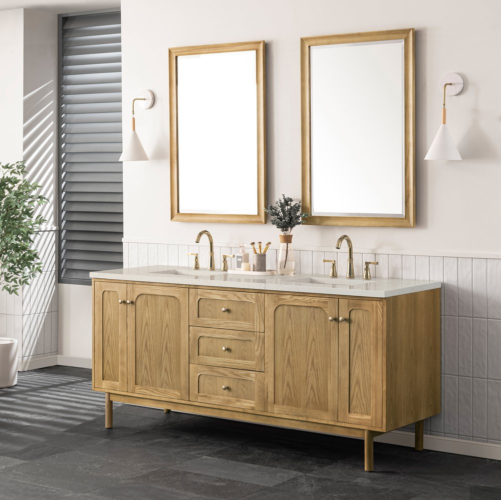 James Martin - Laurent 72" Double Vanity, Light Natural Oak, w/ 3 CM Siberian Silestone Top w/FreePower Wireless Charger - 545-V72-LNO-FSFR view 7
