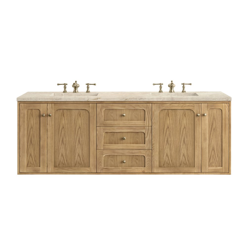 James Martin - Laurent 72" Double Vanity, Light Natural Oak, w/ 3 CM Tajnar Eclos Top - 545-V72-LNO-3TJR view 3