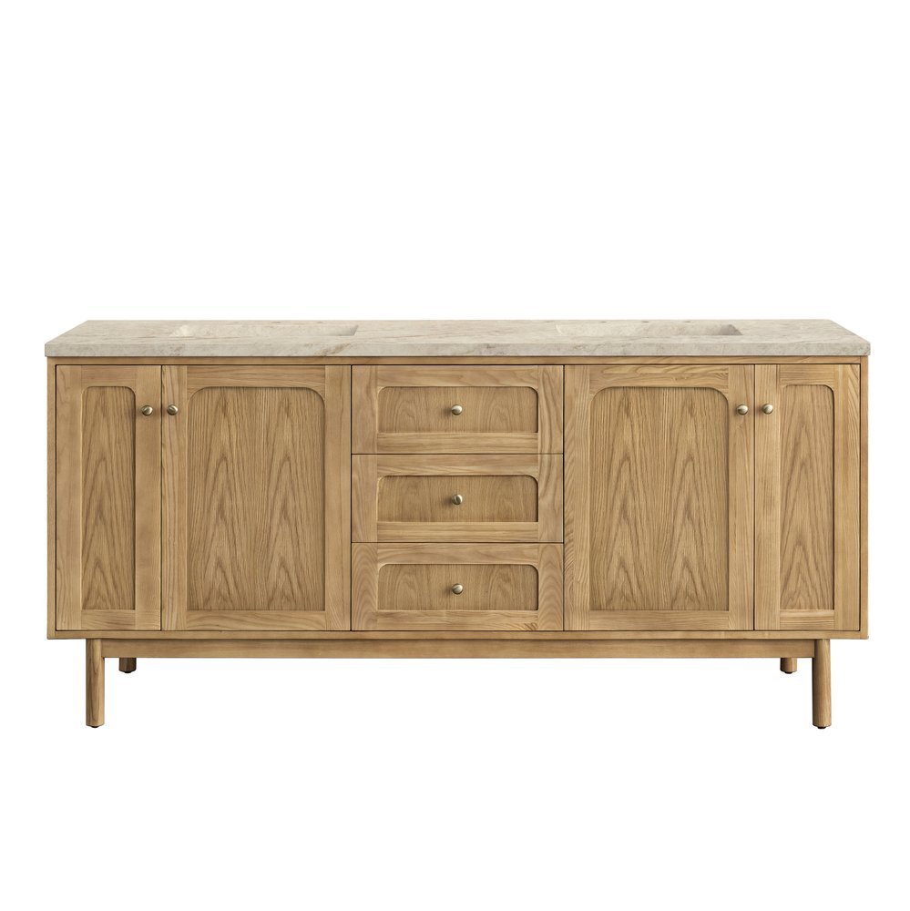 James Martin - Laurent 72" Double Vanity, Light Natural Oak, w/ 3 CM Tajnar Eclos Top w/FreePower Wireless Charger - 545-V72-LNO-FTJR view 2