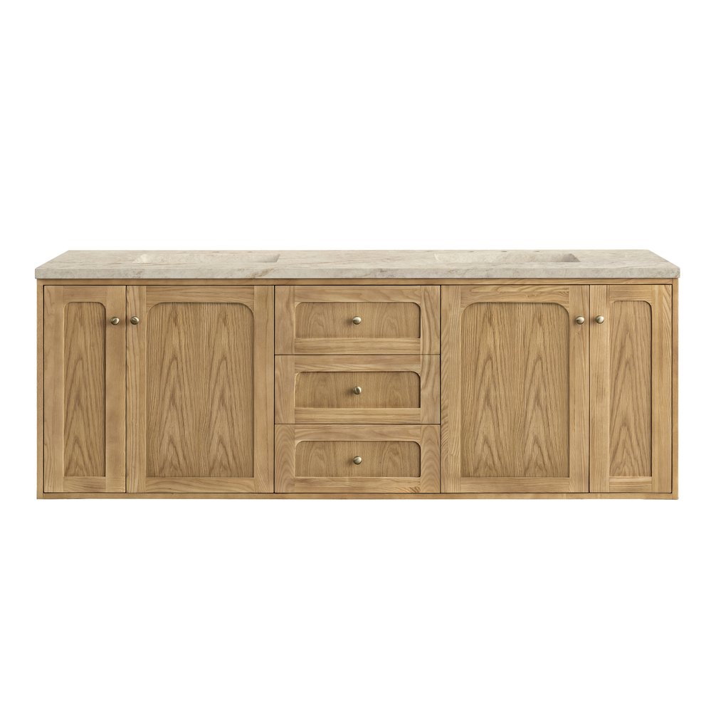 James Martin - Laurent 72" Double Vanity, Light Natural Oak, w/ 3 CM Tajnar Eclos Top w/FreePower Wireless Charger - 545-V72-LNO-FTJR view 4