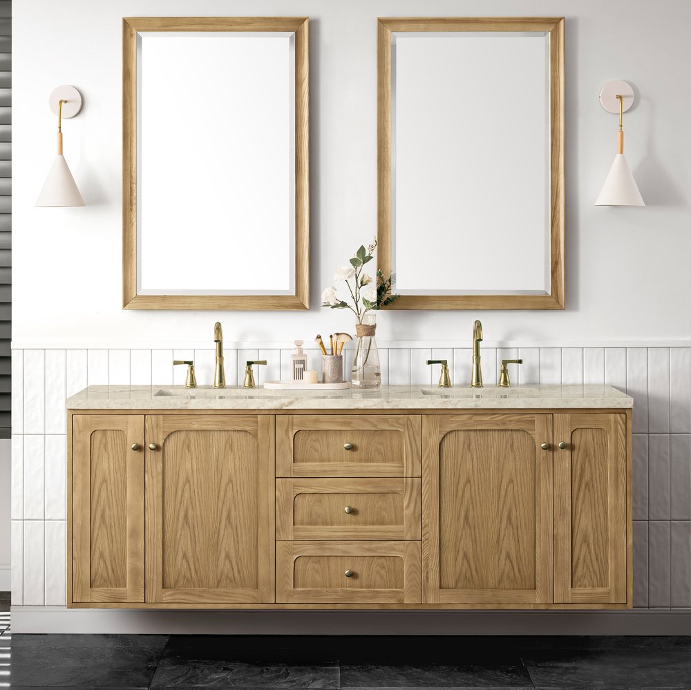 James Martin - Laurent 72" Double Vanity, Light Natural Oak, w/ 3 CM Tajnar Eclos Top w/FreePower Wireless Charger - 545-V72-LNO-FTJR view 6