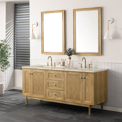 James Martin - Laurent 72" Double Vanity, Light Natural Oak, w/ 3 CM Tajnar Eclos Top w/FreePower Wireless Charger - 545-V72-LNO-FTJR view 7