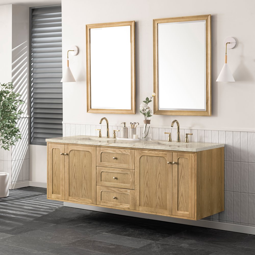 James Martin - Laurent 72" Double Vanity, Light Natural Oak, w/ 3 CM Tajnar Eclos Top w/FreePower Wireless Charger - 545-V72-LNO-FTJR view 8